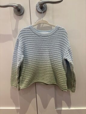 Zara Light Blue to Sage Green Ombre Knit Sweater